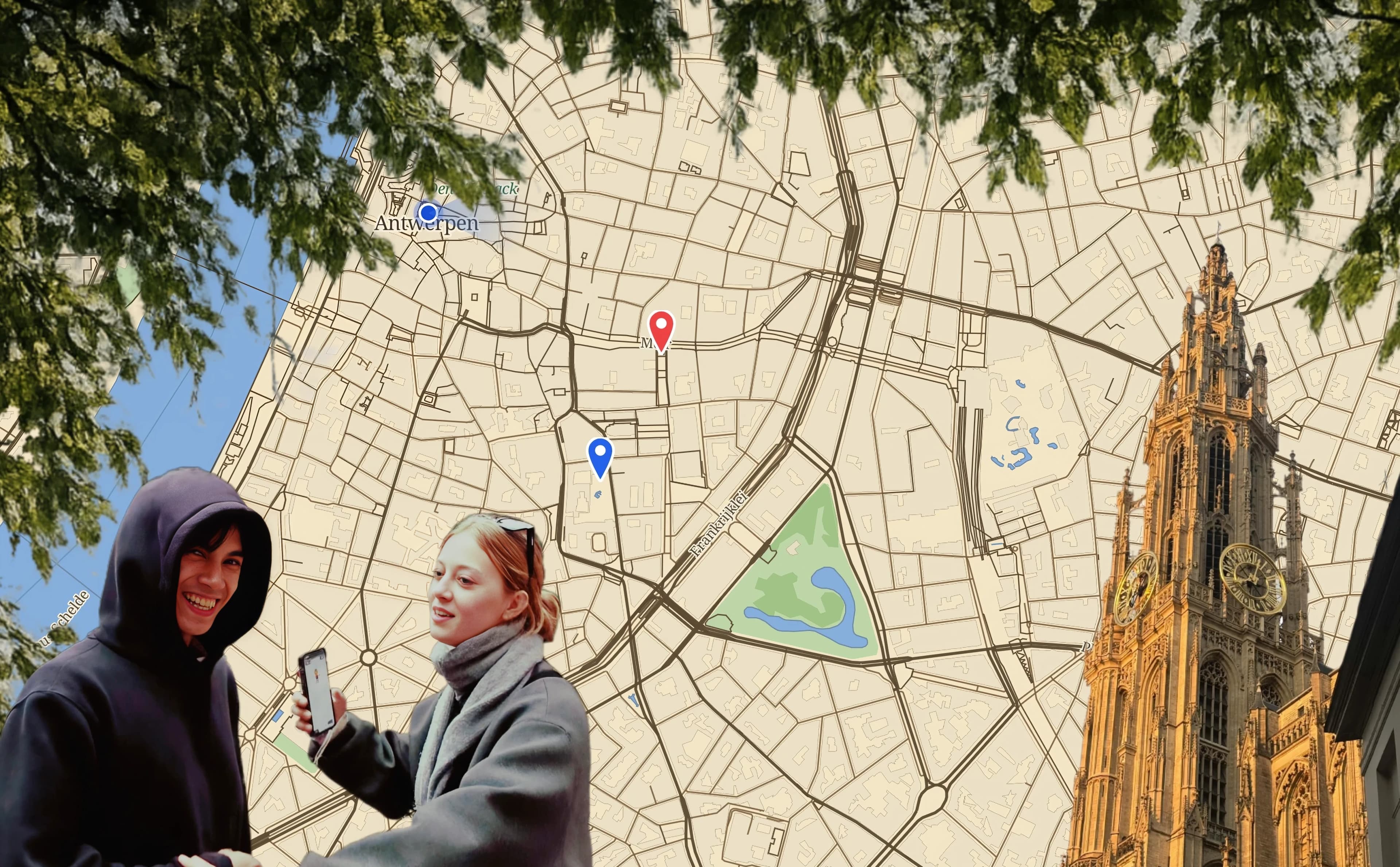 Kaart met avonturen in de stad